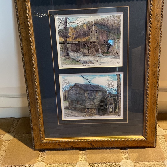 Framed Drawings SC & WV Mills - Farmhouse Barns Cottage Western Country Decor - Picture 6 of 9